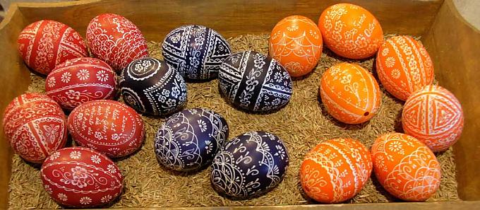 Sorbische Ostereier in Ätztechnik Malset