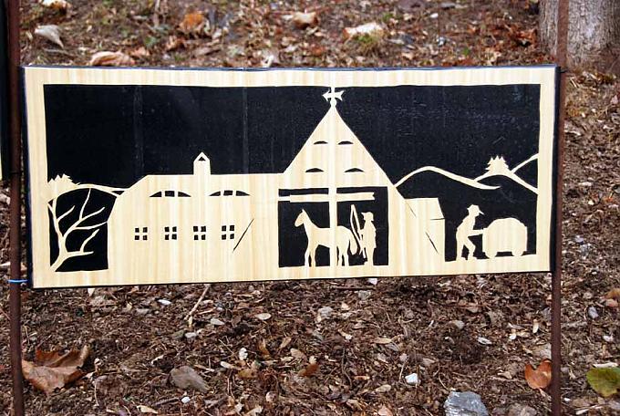 Bilder aus Sperrholz zeigen Szenen aus dem Bergbau oder der Heiligen Nacht Bilder aus Sperrholz zeigen Szenen aus dem Bergbau oder der Heiligen Nacht