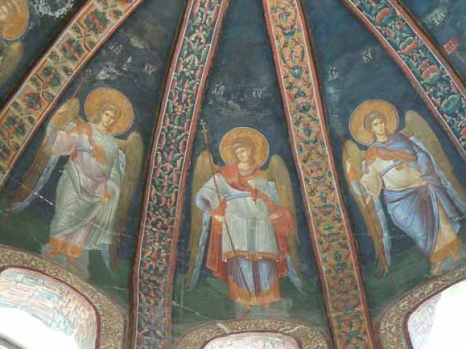 Parekklesion. Darstellung von Engeln. Fresken aus dem 14. Jahrhundert , Chora Kirche in Istanbul Parekklesion. Darstellung von Engeln. Fresken aus dem 14. Jahrhundert , Chora Kirche in Istanbul