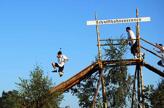 Hindernisse müssen überwunden werden Historisches Foto eines Schnitthahnenrennens