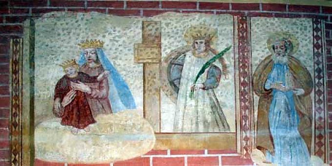 Freskenmalerei mit Maria und Josef Heimsuchung und Darstellung im Tempel