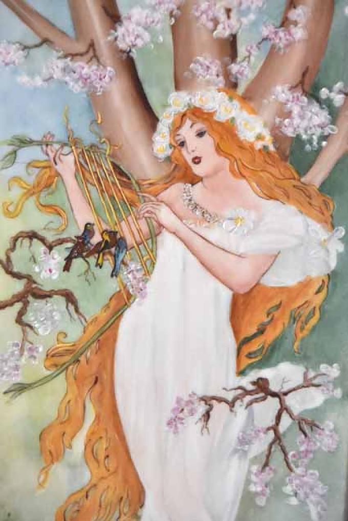 Jugendstilbild im Kaffee. Historisches Wannenbad.