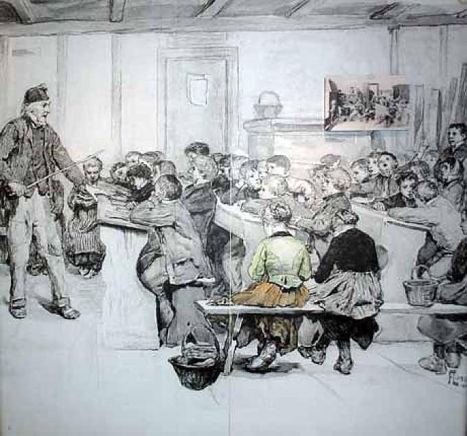 Blick in eine Dorfschulklasse um 1850 Blick in eine Dorfschulklasse um 1850