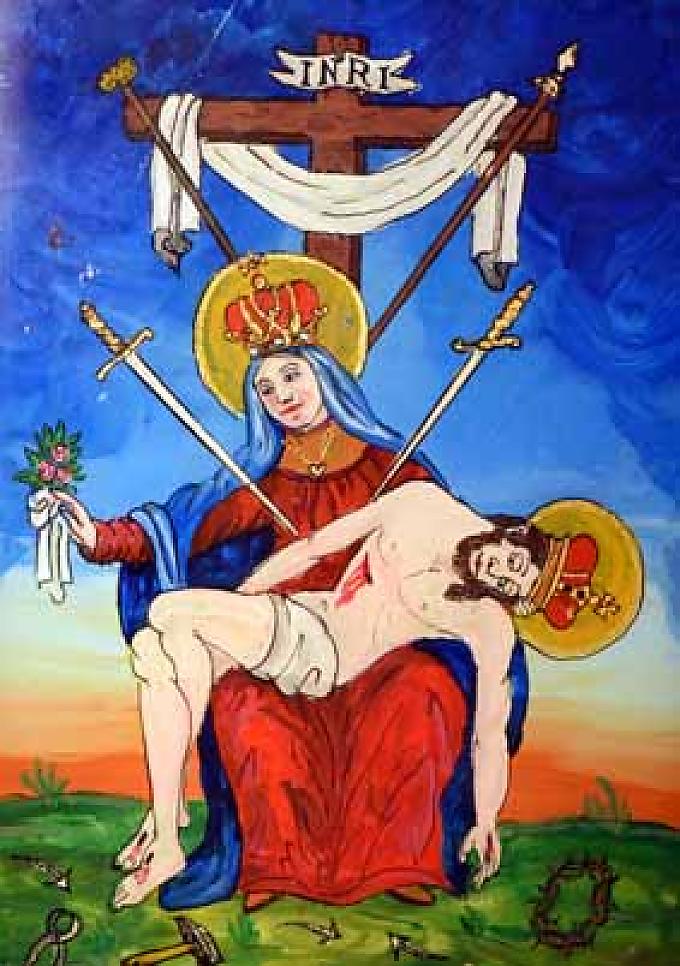Hinterglasmalerei mit Darstellung einer Pieta Hinterglasmalerei mit Darstellung einer Pieta