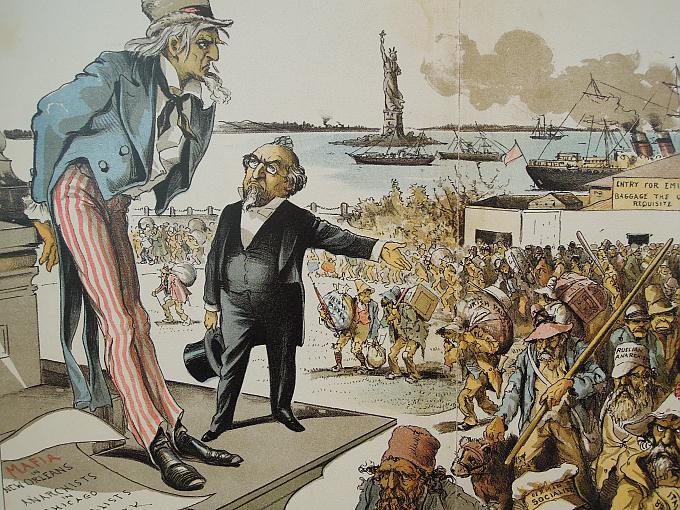 Red Star Line Museum. US-amerikanische Karrikatur Red Star Line Museum