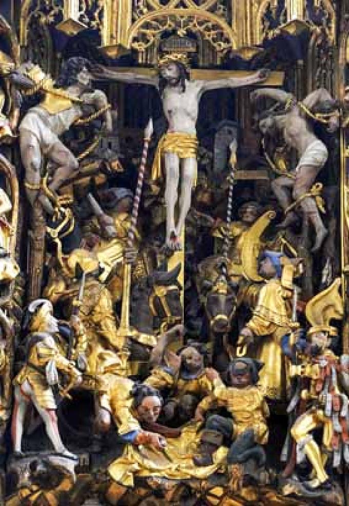 Ausschnitt der sog. Münstermaifelder Goldaltar Der achteinhalb Meter hohe Christophorus