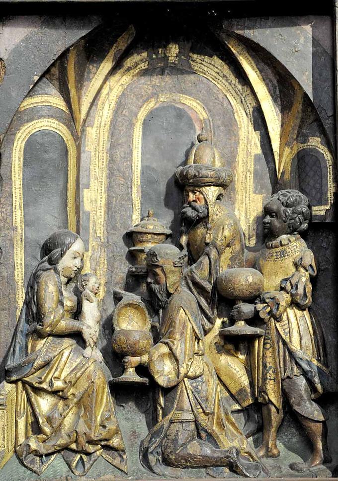 Anbetung der Heiligen Drei Könige. Der Annen- oder Sippenaltar ein Meisterwerk aus dem Jahre 1473. Die Bilder erzählen die Geschichte der Mutter Gottes.