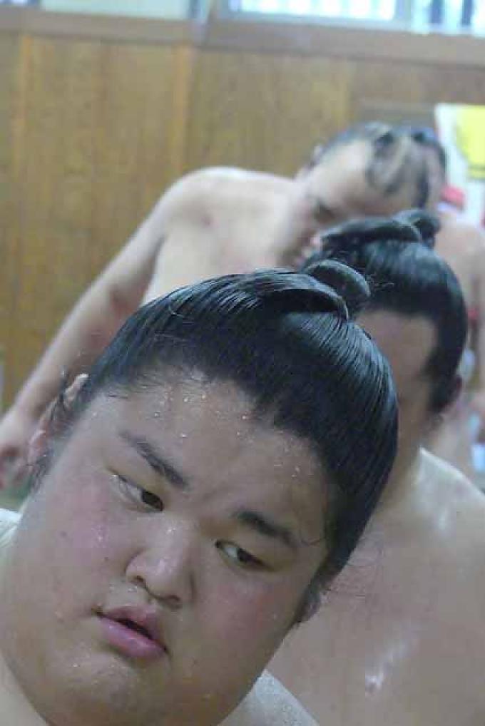 Sumo-Ringer beim Training in Tokio