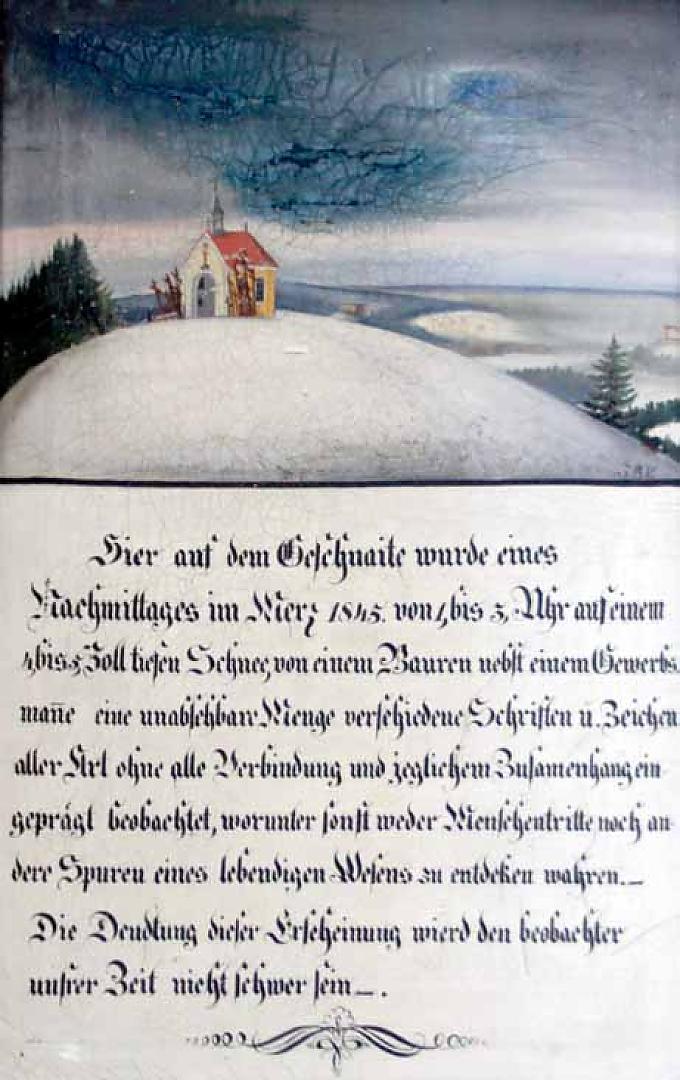 Votivbild erinnert an das "Schneewunder" von 1843 Votivbild erinnert an das "Schneewunder" von 1843