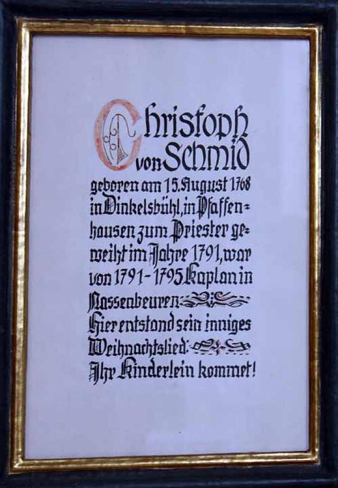 Hinweis auf Christof von Schmid, er war von 1791-1795 Kaplan in Nassenbeuren Hinweis auf Christof von Schmid, er war von 1791-1795 Kaplan in Nassenbeuren