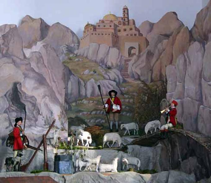 Die Hirten hüten ihre Schafe, Krippe in der Pfarrkirche in Legau Die Hirten hüten ihre Schafe, Krippe in der Pfarrkirche in Legau