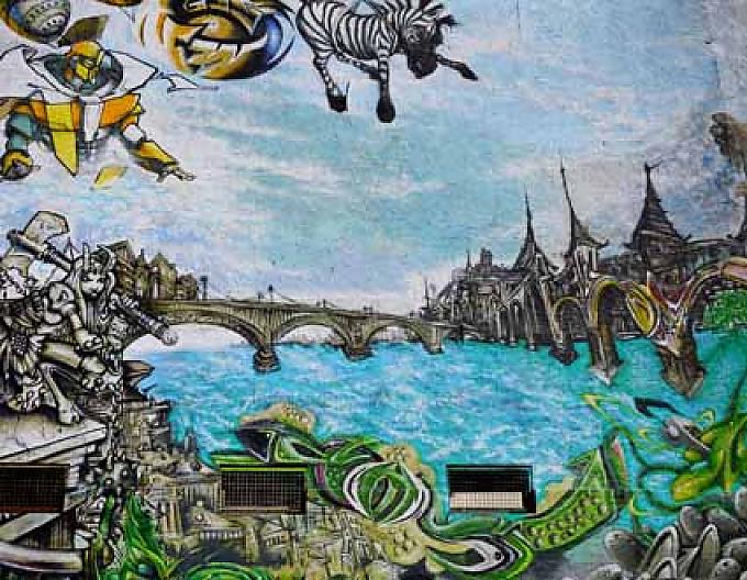 Bunte Botschaften am Mainzer Brückenkopf