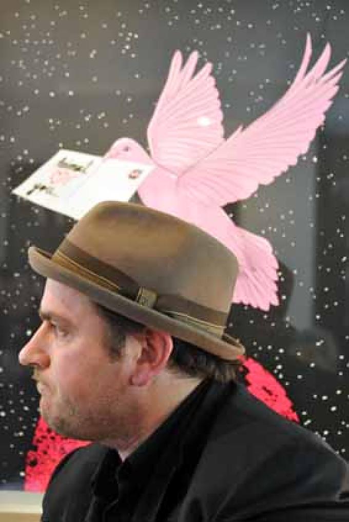 Strumbel in seinem Atelier Schwarzwaldmädchen