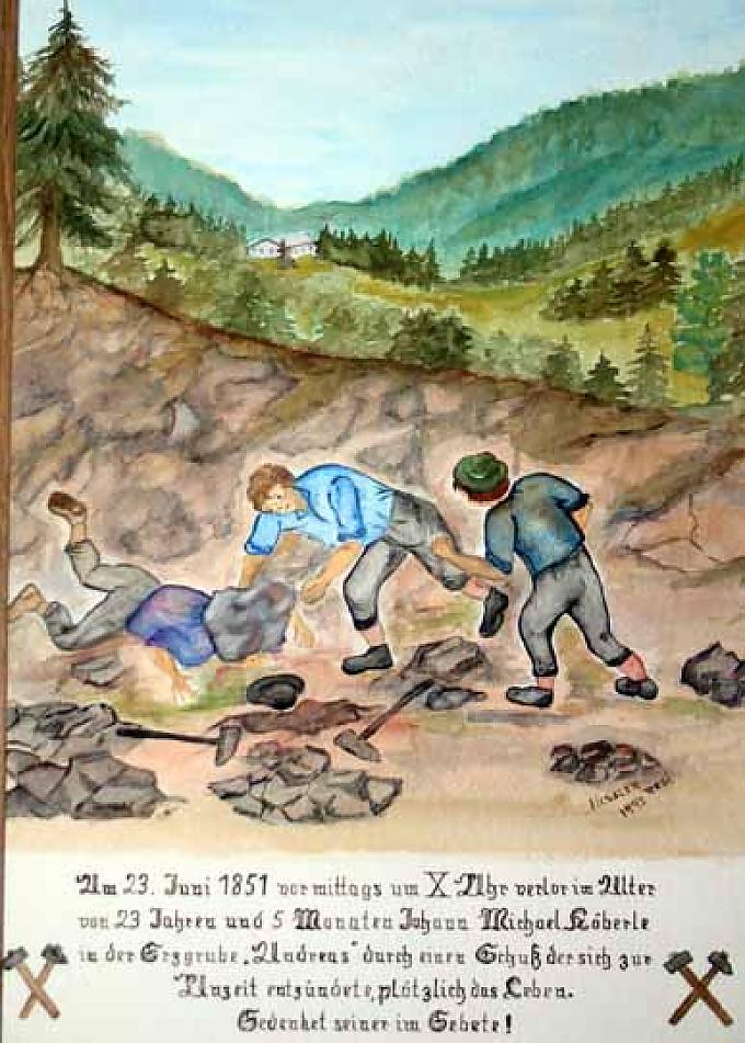 Votivtafeln - Zeugen von spektakulären Unfällen in der Steinbichl-Kapelle Votivtafeln - Zeugen von spektakulären Unfällen in der Steinbichl-Kapelle