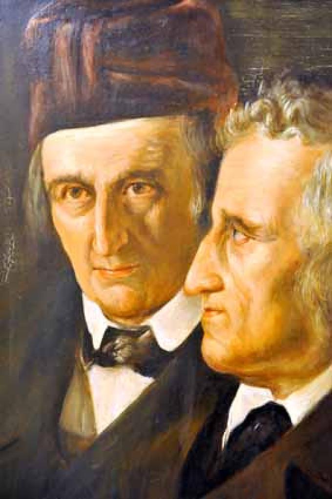 Jacob und Wilhelm Grimm, Elisabeth Jerichau-Baumann, Öl auf Leinwand, 1855. Jacob und Wilhelm Grimm, Elisabeth Jerichau-Baumann, Öl auf Leinwand, 1855.