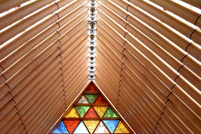 Pappkathedrale in Christchurch Ruine der Cathedral of the Blessed Sacrament