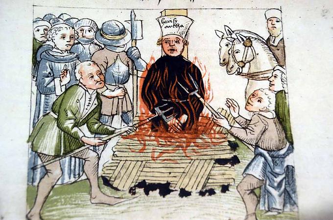 Richental-Chronik: Verbrennung des Jan Hus Hus-Gemälde im Dominikanerkloster/Steigenberger